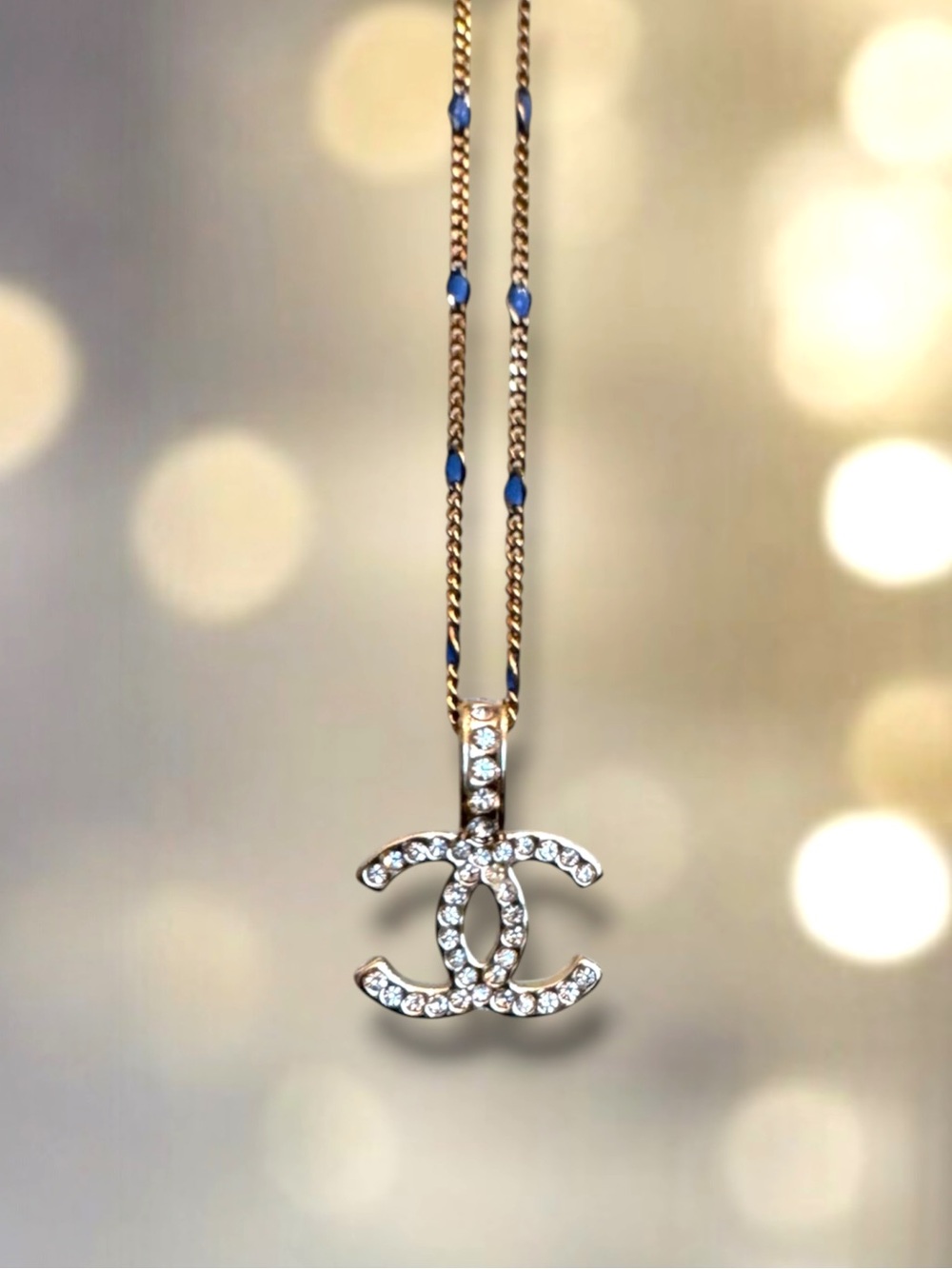🆕💕 Rhinestone Double C Pendant Charm • GOLD & CRYSTAL Colors • NWOT